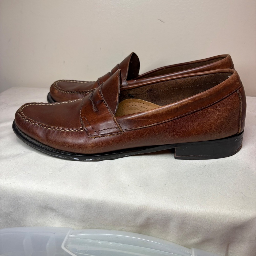 GH Bass Weejuns Mens 12 D Brown Leather Penny Loafers Slip On Dress Shoes